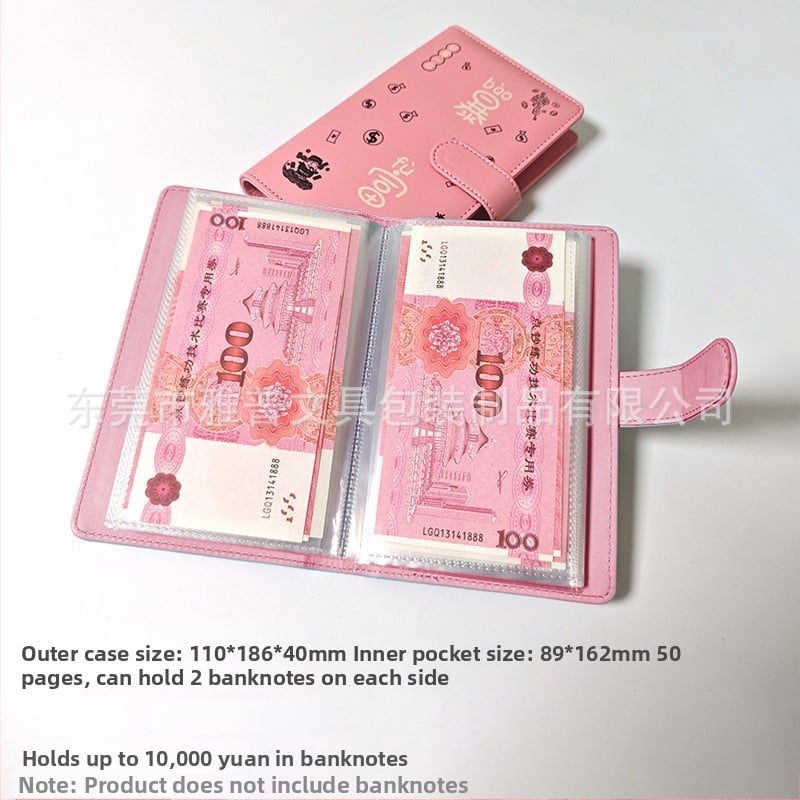 A6 bilježnica za pohranu novčića i banknota, veliki kapacitet, PU kožni organizator za novac i potvrde, model yp1209, prilagodljiva, kopča 110×186 mm, veličina papira 89×162 mm
