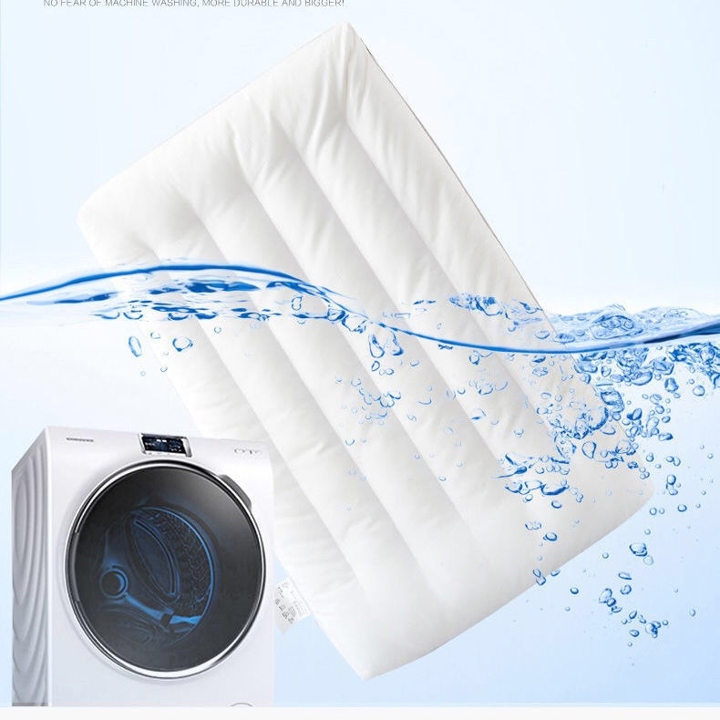 Pernă cu profil redus din bumbac, ultra-subțire, dreptunghiulară, pentru adulți, umplutură fibre de poliester