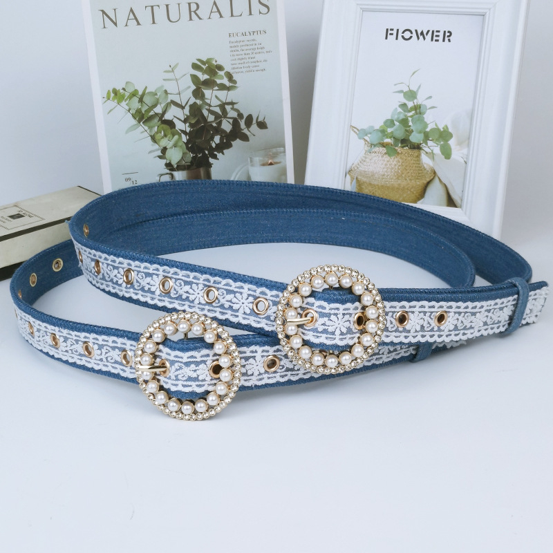 Centură denim cu cataramă din aliaj, închidere cu știft, lățime 2–4 cm, lungime 103 cm