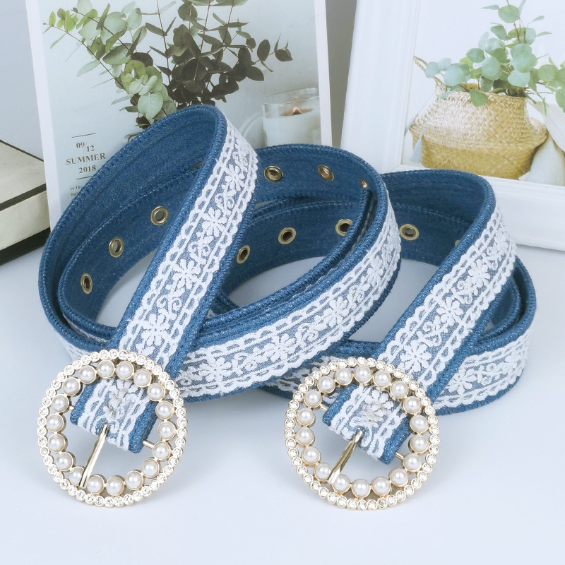 Centură denim cu cataramă din aliaj, închidere cu știft, lățime 2–4 cm, lungime 103 cm