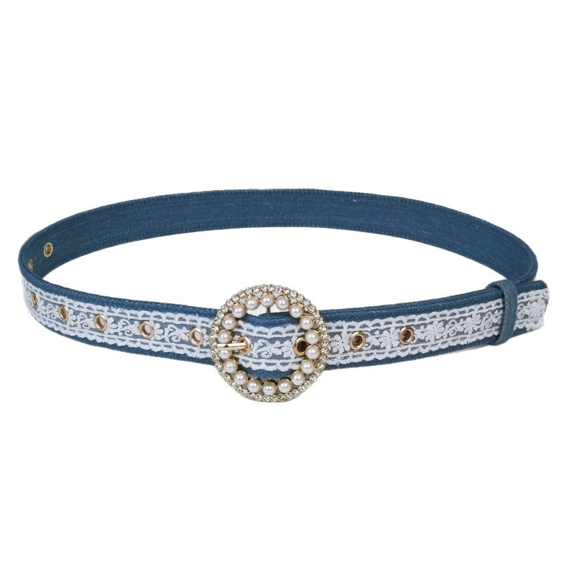 Centură denim cu cataramă din aliaj, închidere cu știft, lățime 2–4 cm, lungime 103 cm