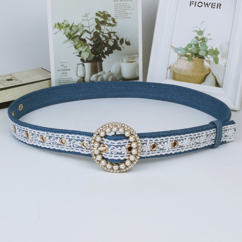 Centură denim cu cataramă din aliaj, închidere cu știft, lățime 2–4 cm, lungime 103 cm