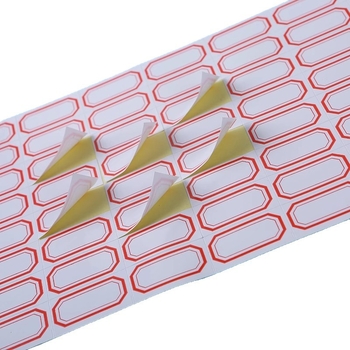 Etichete autocolante pentru preț și nume, dreptunghiulare, cod produs 913, material: hârtie specială autoadezivă, adeziv topit la cald, cu hârtie de susținere.