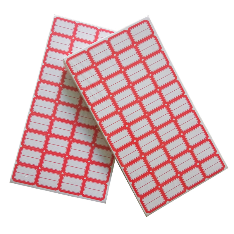 Etichete autocolante pentru preț și nume, dreptunghiulare, cod produs 913, material: hârtie specială autoadezivă, adeziv topit la cald, cu hârtie de susținere.