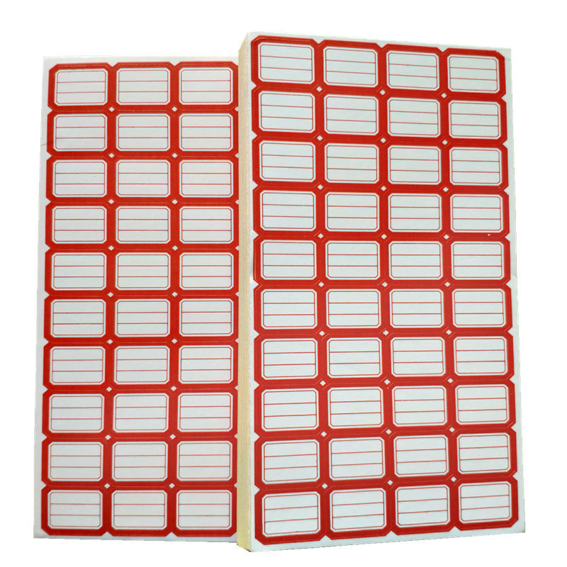 Etichete autocolante pentru preț și nume, dreptunghiulare, cod produs 913, material: hârtie specială autoadezivă, adeziv topit la cald, cu hârtie de susținere.