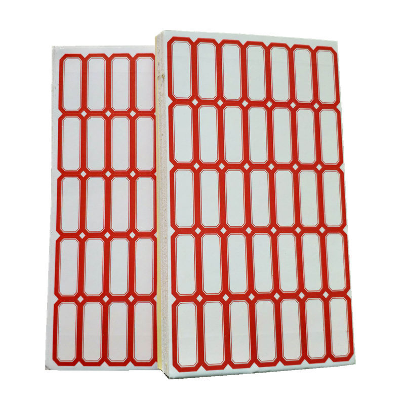 Etichete autocolante pentru preț și nume, dreptunghiulare, cod produs 913, material: hârtie specială autoadezivă, adeziv topit la cald, cu hârtie de susținere.