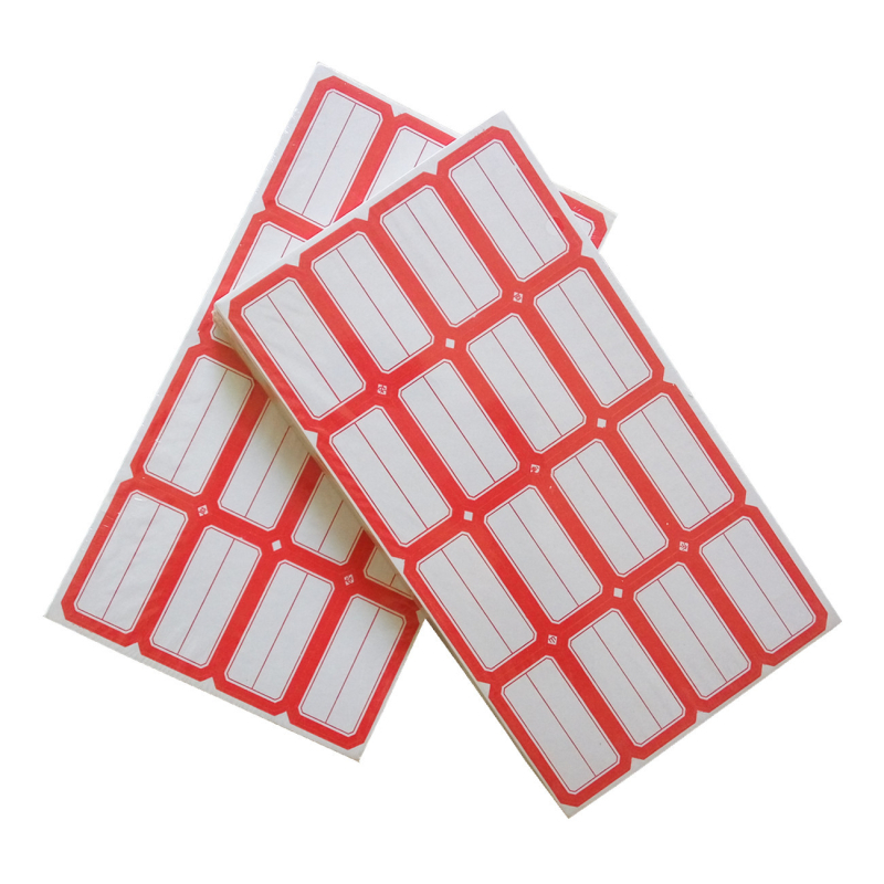 Etichete autocolante pentru preț și nume, dreptunghiulare, cod produs 913, material: hârtie specială autoadezivă, adeziv topit la cald, cu hârtie de susținere.