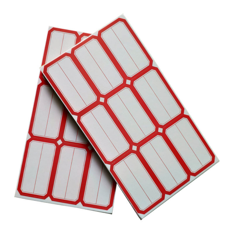 Etichete autocolante pentru preț și nume, dreptunghiulare, cod produs 913, material: hârtie specială autoadezivă, adeziv topit la cald, cu hârtie de susținere.