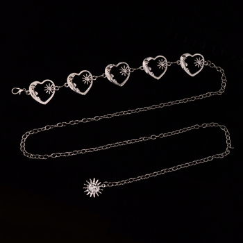 Lanac za struk s motivom Mjesec i Sunce, cinkova legura, jednostavna petlja, svestran stil, za žene