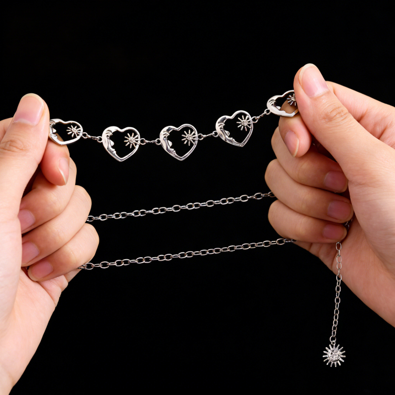 Lanac za struk s motivom Mjesec i Sunce, cinkova legura, jednostavna petlja, svestran stil, za žene