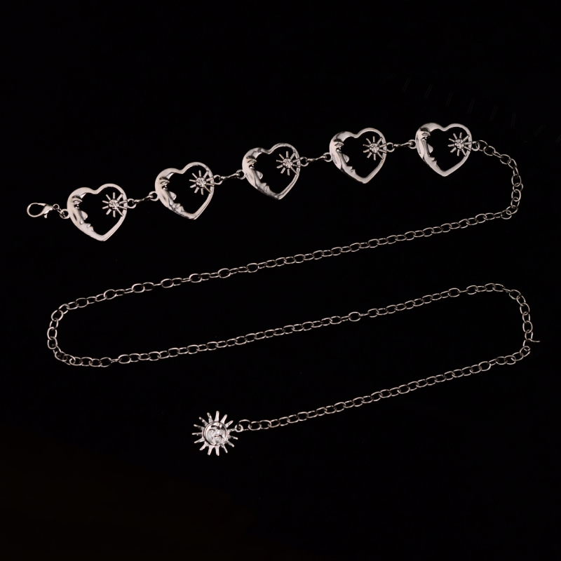 Lanac za struk s motivom Mjesec i Sunce, cinkova legura, jednostavna petlja, svestran stil, za žene