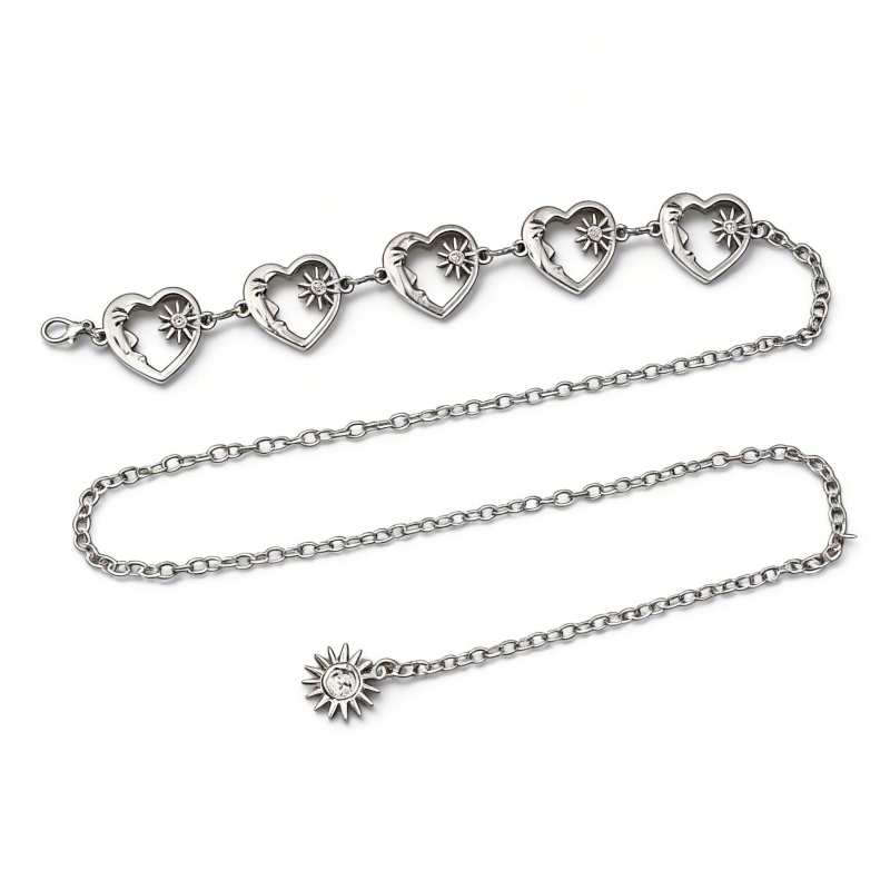 Lanac za struk s motivom Mjesec i Sunce, cinkova legura, jednostavna petlja, svestran stil, za žene