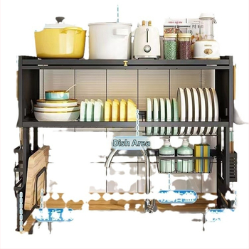 Kuhinjski stalak za sudoperu — Višenamjenski, karbonska čelična konstrukcija, zidni, za zdjele i tanjure, severski stil