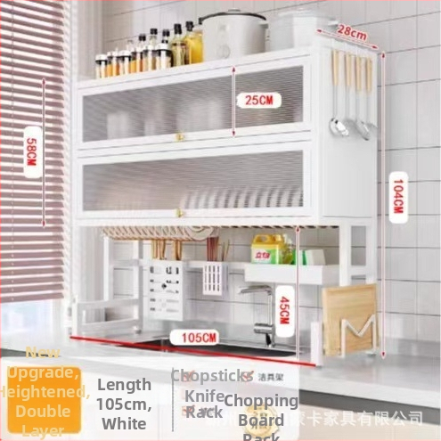 Kuhinjski stalak za sudoperu — Višenamjenski, karbonska čelična konstrukcija, zidni, za zdjele i tanjure, severski stil