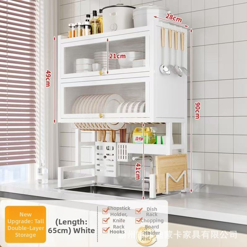 Kuhinjski stalak za sudoperu — Višenamjenski, karbonska čelična konstrukcija, zidni, za zdjele i tanjure, severski stil