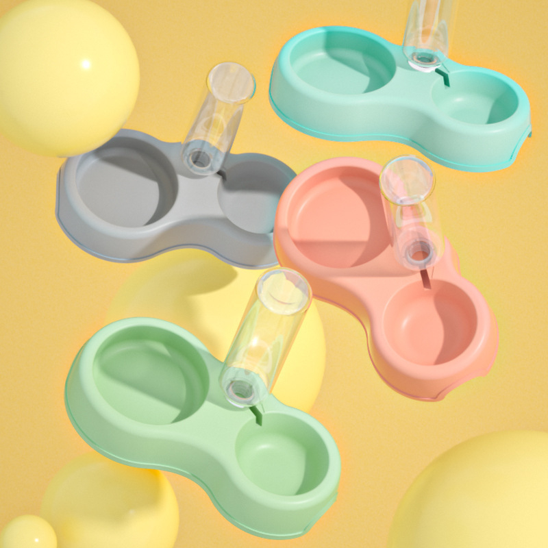 Beita Bol dublu scop pentru pisici și câini cu alimentare automată a apei | Plastic | Model 20251218-3 | Accesorii pentru hrănire animale de companie