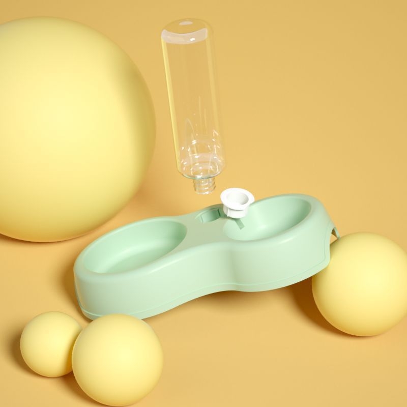 Beita Bol dublu scop pentru pisici și câini cu alimentare automată a apei | Plastic | Model 20251218-3 | Accesorii pentru hrănire animale de companie