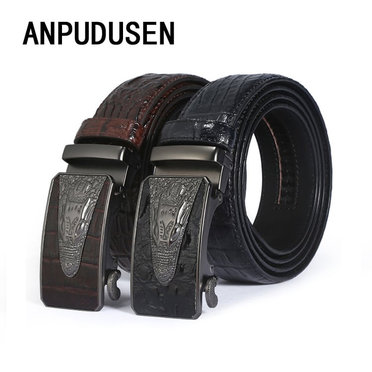 Muški kaiš od prave kože s uzorkom krokodila, automatska kopča od legure, dvostruki sloj trake, otporan na habanje i koroziju