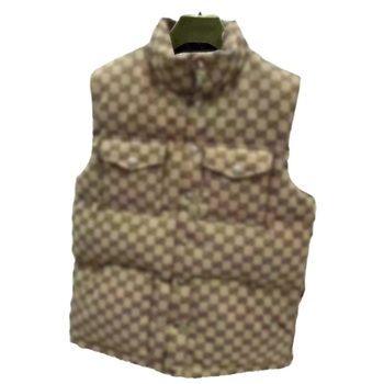 Vintage jacquard print down vest s stojećim ovratnikom, jednostruko kopčanje, 3D džepovi