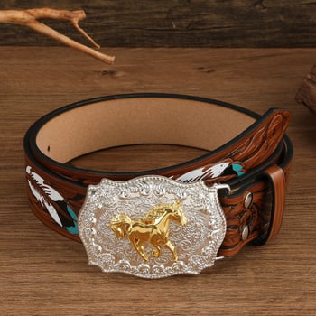 Curea pentru bărbați din piele PU, cataramă din aliaj, închidere netedă, lățime 2–4 cm, reliefat retro hip-hop stil