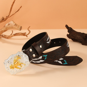 Curea pentru bărbați din piele PU, cataramă din aliaj, închidere netedă, lățime 2–4 cm, reliefat retro hip-hop stil