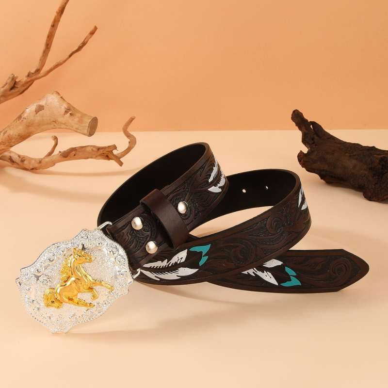 Curea pentru bărbați din piele PU, cataramă din aliaj, închidere netedă, lățime 2–4 cm, reliefat retro hip-hop stil