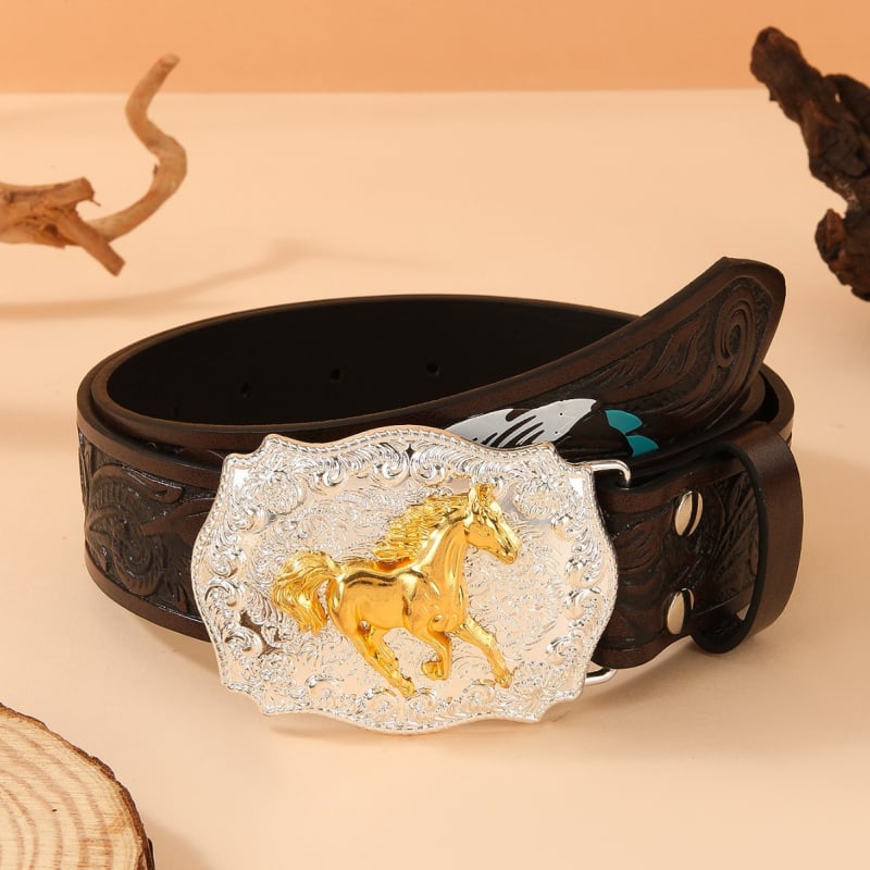 Curea pentru bărbați din piele PU, cataramă din aliaj, închidere netedă, lățime 2–4 cm, reliefat retro hip-hop stil