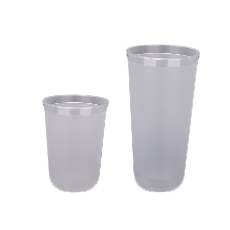Jednokratna U-oblik čaša za mliječni čaj, 301-400 ml, PP, mat površina, s poklopcem, prilagodljiv logotip