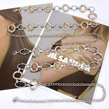 Dekorativni kaiš za struk s otvorom u ovalnom obliku, metal, duljina 105 cm, za žene, elegantan stil