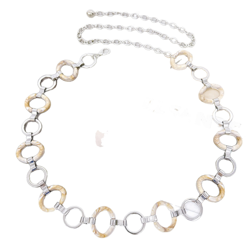 Dekorativni kaiš za struk s otvorom u ovalnom obliku, metal, duljina 105 cm, za žene, elegantan stil