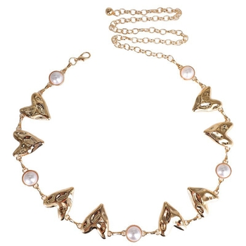 Metalni kaiš za struk s metalnim resicama, detalj srca i prsten s imitacijom bisera – unisex, za odrasle, ljeto 2025