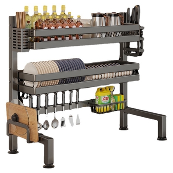 Držač za sudje na kuhinjskom pločniku, mnogofunkcionalni odvlažni stalak, materijal ugljična čelika + ABS, marka Moth