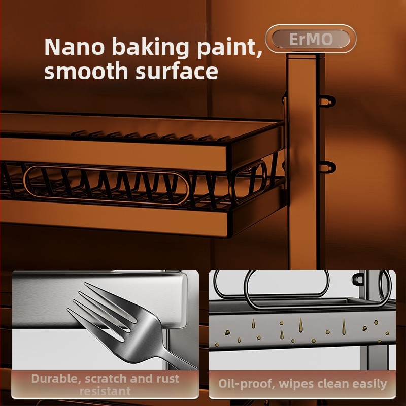 Držač za sudje na kuhinjskom pločniku, mnogofunkcionalni odvlažni stalak, materijal ugljična čelika + ABS, marka Moth