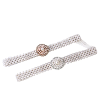 Pojasni lanac s perlama – metalna konstrukcija, svestran stil, duljina 60–80 cm, širina 3,5 cm