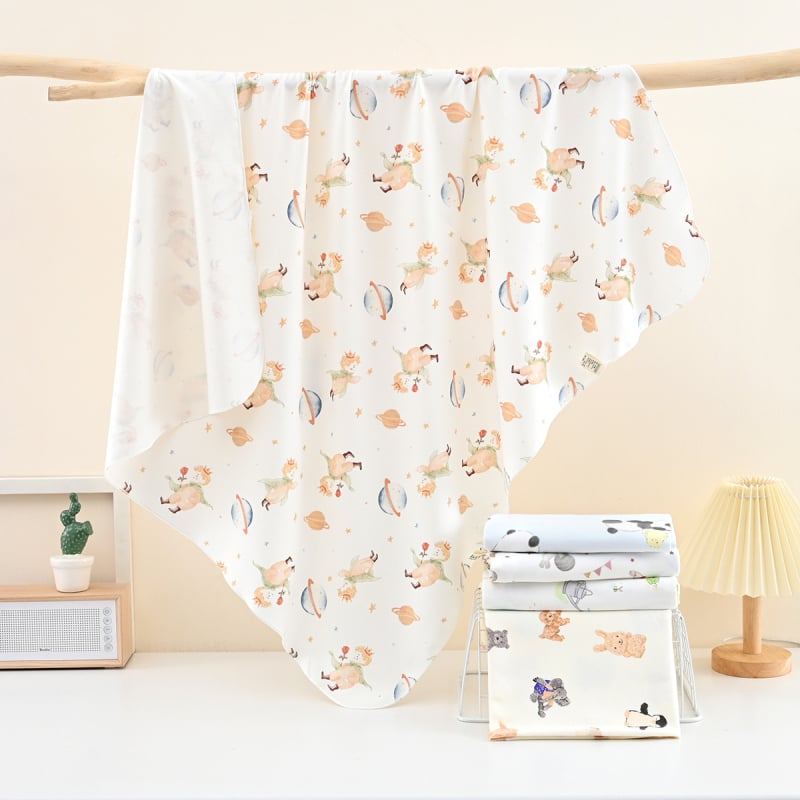 Swaddle deka za bebe - 95% pamuk, uzor životinje/ crtani likovi, za novorođenčad 0–1 godina, sigurnosna razina A
