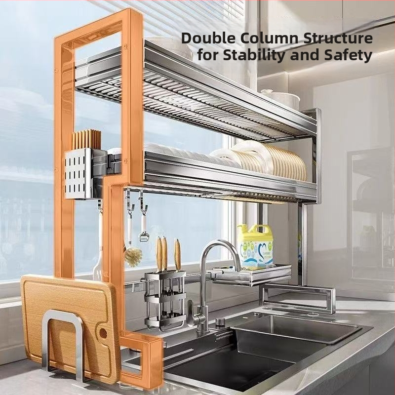 Nehrđajući čelični stalak za sudoperu — višenamjenski stalak za posuđe na ploči, sklopiv