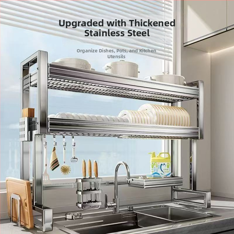 Nehrđajući čelični stalak za sudoperu — višenamjenski stalak za posuđe na ploči, sklopiv