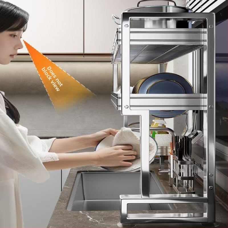 Nehrđajući čelični stalak za sudoperu — višenamjenski stalak za posuđe na ploči, sklopiv