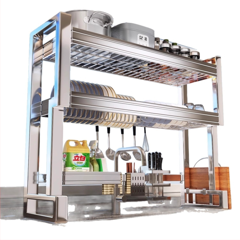 Nehrđajući čelični stalak za sudoperu — višenamjenski stalak za posuđe na ploči, sklopiv