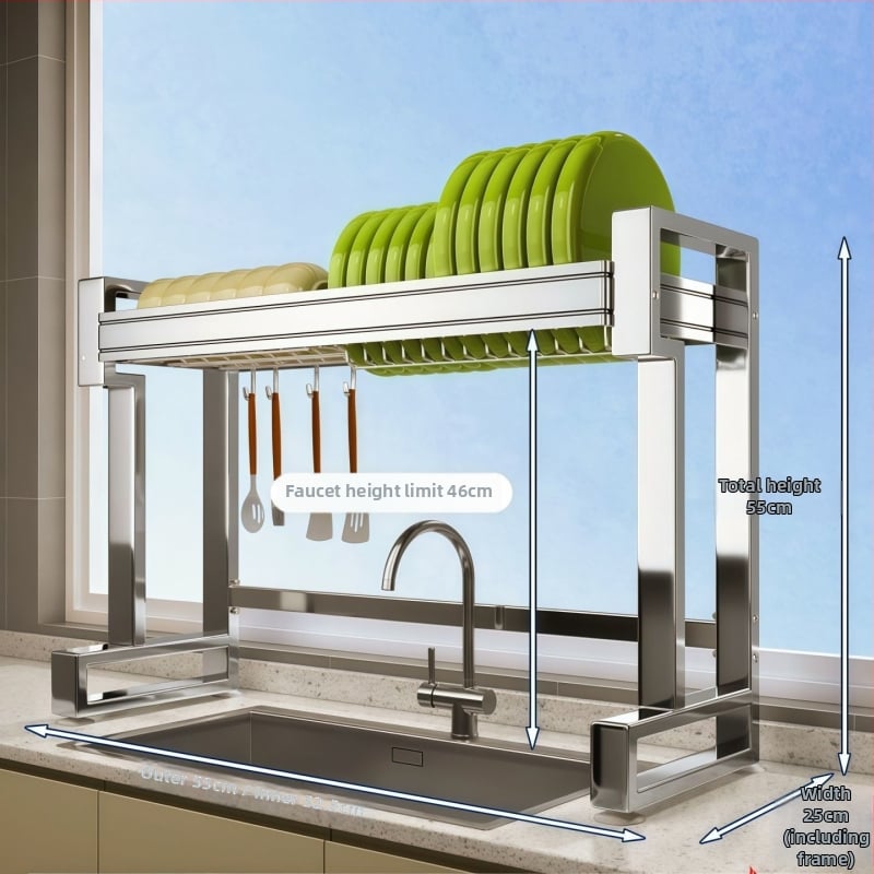 Nehrđajući čelični stalak za sudoperu — višenamjenski stalak za posuđe na ploči, sklopiv