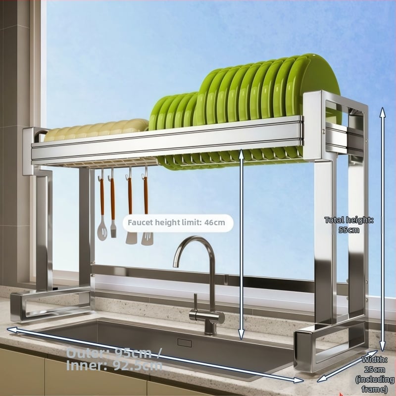 Nehrđajući čelični stalak za sudoperu — višenamjenski stalak za posuđe na ploči, sklopiv