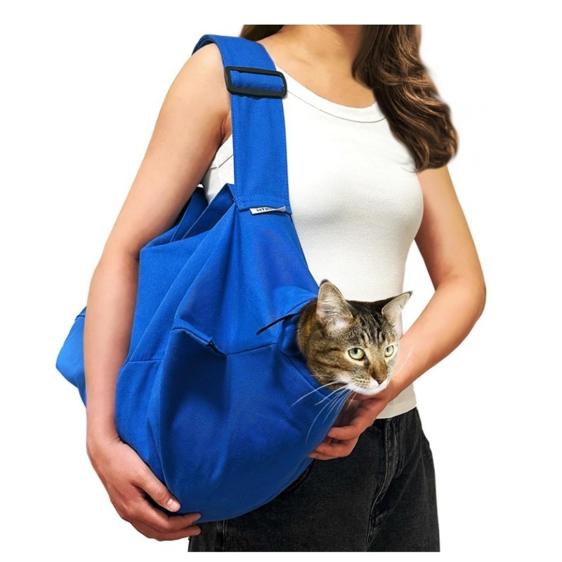 Torba za mačku za izlaske – Prenosiva crossbody torba za kućne ljubimce, mekana pamuk, kapacitet 11tbs, jednofarbni uzorak