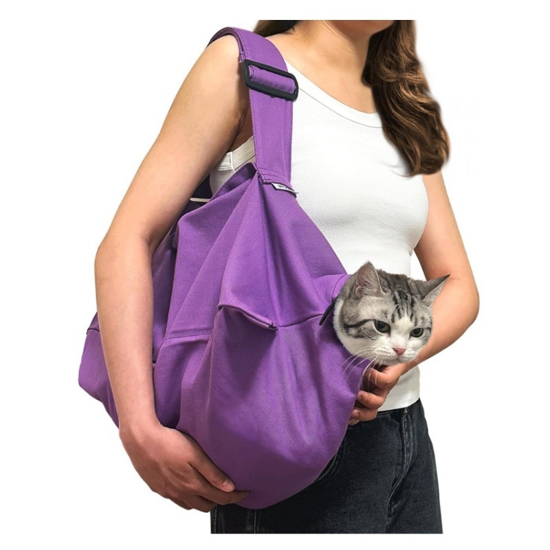 Torba za mačku za izlaske – Prenosiva crossbody torba za kućne ljubimce, mekana pamuk, kapacitet 11tbs, jednofarbni uzorak