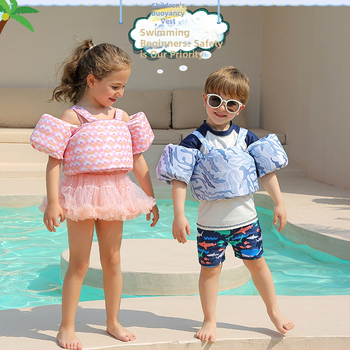 Detský plávací set s prstenmi na ruky a plávacou vestou – potlač, materiál vysokopresný twill a plávacia bavlna