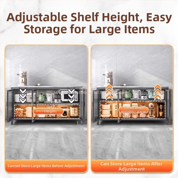 Yijun višenamjenski ormar za skladištenje od karbonskog čelika, samostojeći, s policom za mikrovalnu pećnicu