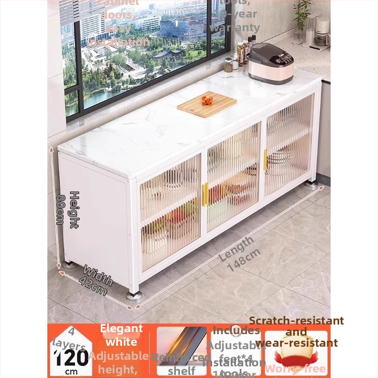 Yijun višenamjenski ormar za skladištenje od karbonskog čelika, samostojeći, s policom za mikrovalnu pećnicu