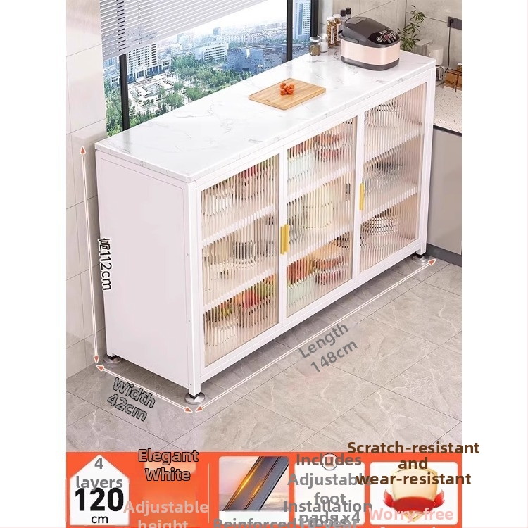 Yijun višenamjenski ormar za skladištenje od karbonskog čelika, samostojeći, s policom za mikrovalnu pećnicu