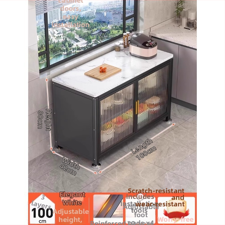 Yijun višenamjenski ormar za skladištenje od karbonskog čelika, samostojeći, s policom za mikrovalnu pećnicu