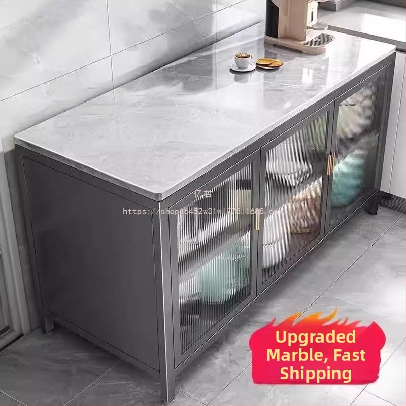 Yijun višenamjenski ormar za skladištenje od karbonskog čelika, samostojeći, s policom za mikrovalnu pećnicu