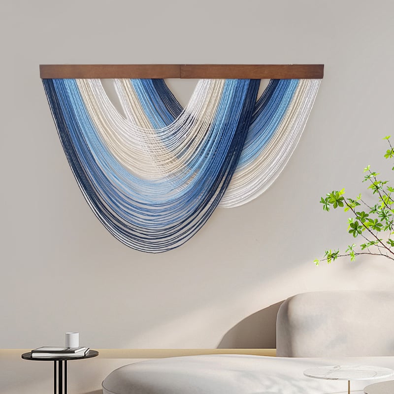 Ovalni zidni goblen s drvenom pločom, ručno tkan, nordijski stil, pamuk tkanina, prilagodljivo